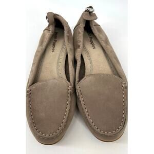 Hush Puppies Women's Suede Moccasin Loafers Slip On Comfort Flats Size US7 Tan